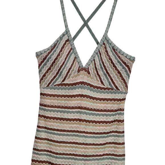 Missoni Knit Bodycon Mini Dress‎ Size 10 Multicolor Striped Boho Crisscross Back - Picture 3 of 13